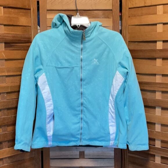 ZeroXposur Girls L Jacket Brown White Blue Coffeebean Reversible Coat Polyester - Picture 4 of 11